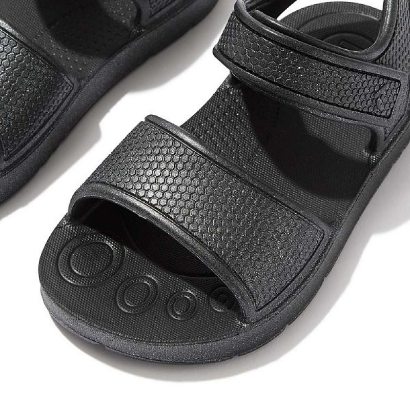 Black Kids' FitFlop Iqushion Toddler Shimmer Ergonomic Back-Strap Sandals | 902XKJQWM