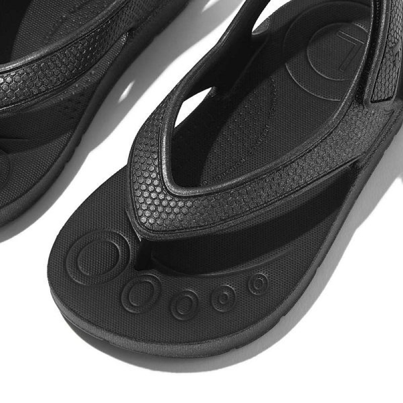 Black Kids' FitFlop Iqushion Toddler Shimmer Ergonomic Back-Strap Flip Flops | 264AMGHOF