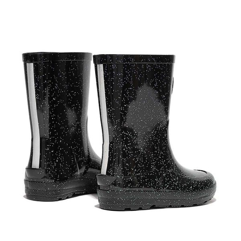 Black Kids' FitFlop Wonderwelly Toddler Glitter Ergonomic Rain Boots | 726YUABSZ