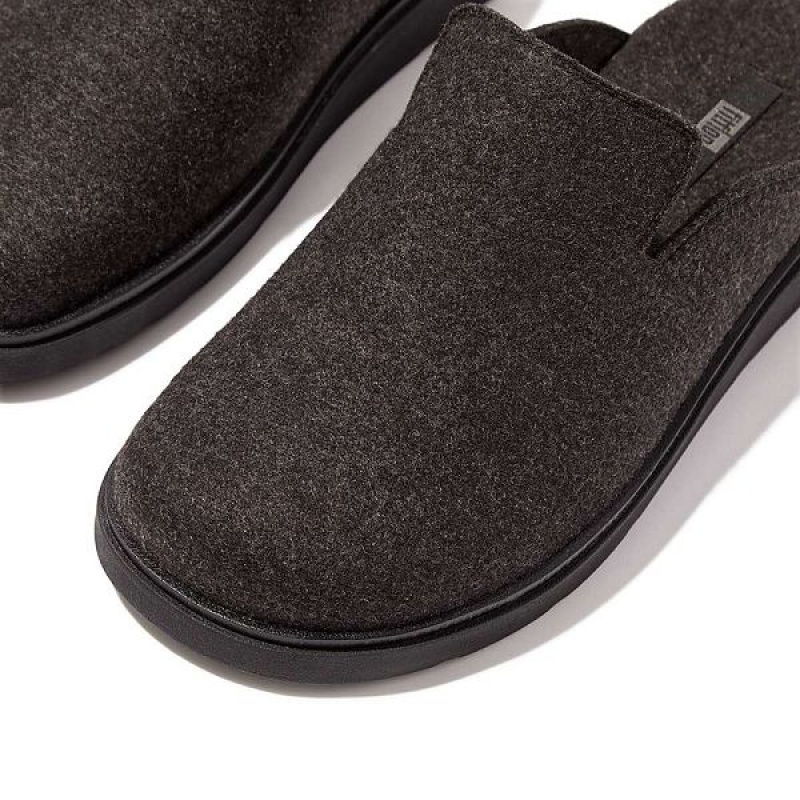 Black Men's FitFlop Gen-Ff E01 Felt Mules | 429LEJWQR