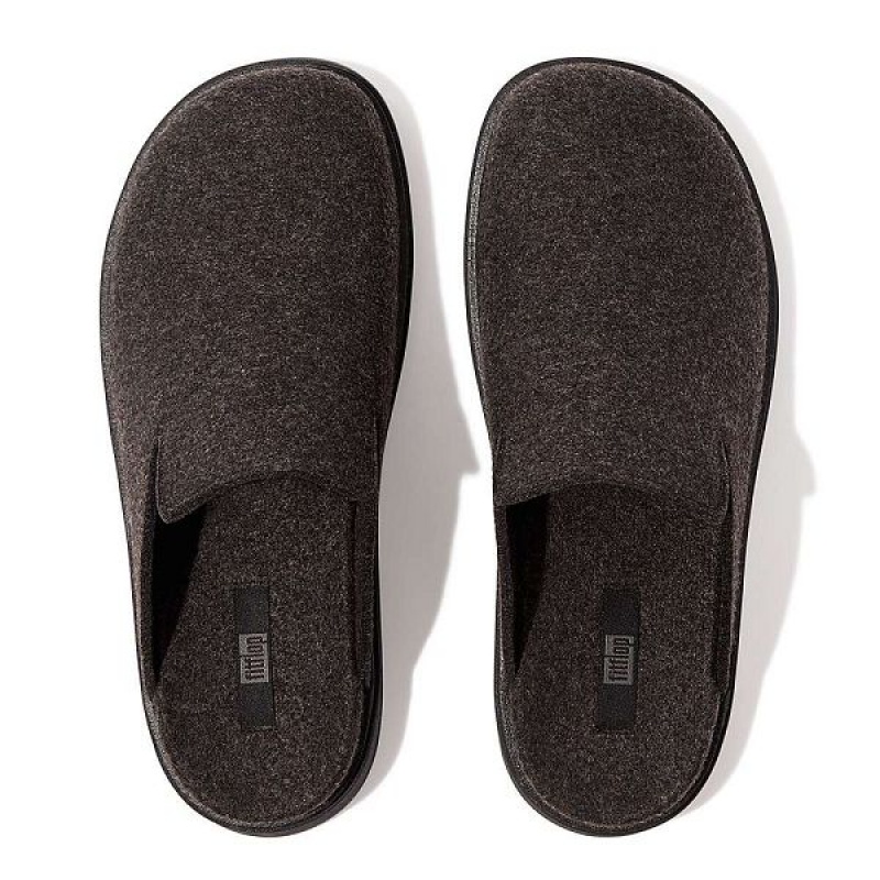 Black Men's FitFlop Gen-Ff E01 Felt Mules | 429LEJWQR