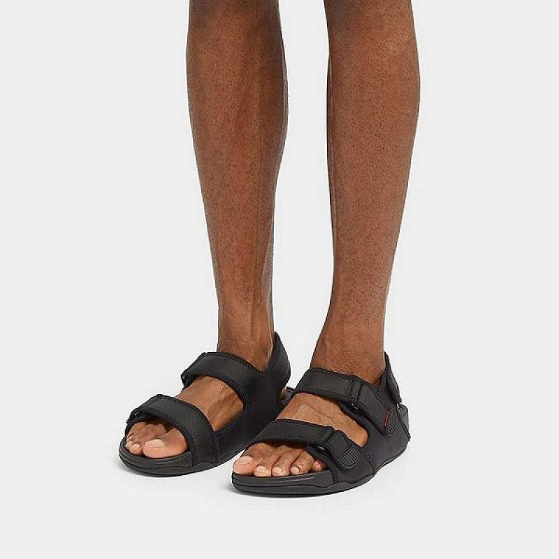 Black Men's FitFlop Gogh-Moc Adjustable Water Resistant Back-Strap Sandals | 376VNMJRG