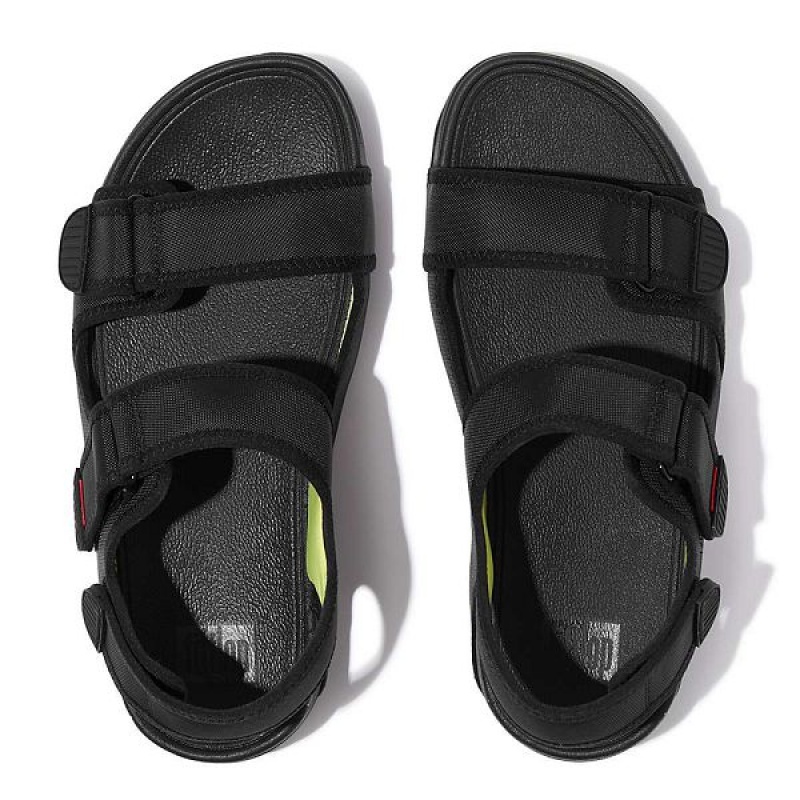 Black Men's FitFlop Gogh-Moc Adjustable Water Resistant Back-Strap Sandals | 376VNMJRG