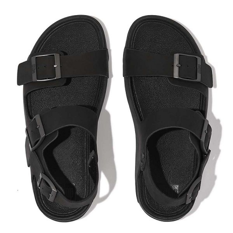 Black Men's FitFlop Gogh-Moc Buckle Nubuck Sandals | 014BNCKZV