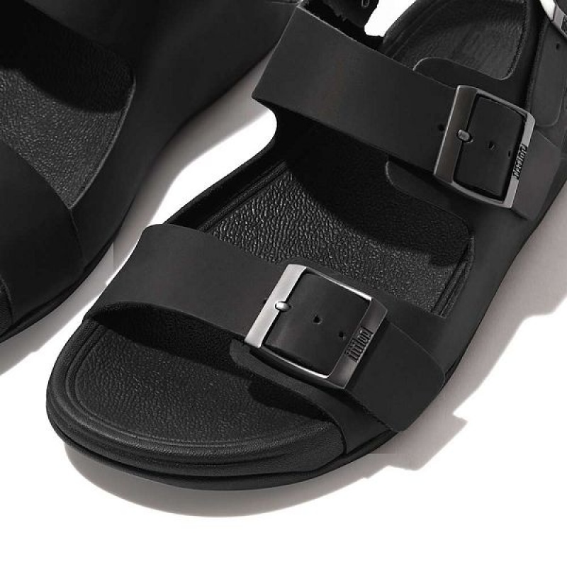 Black Men's FitFlop Gogh-Moc Buckle Nubuck Sandals | 014BNCKZV