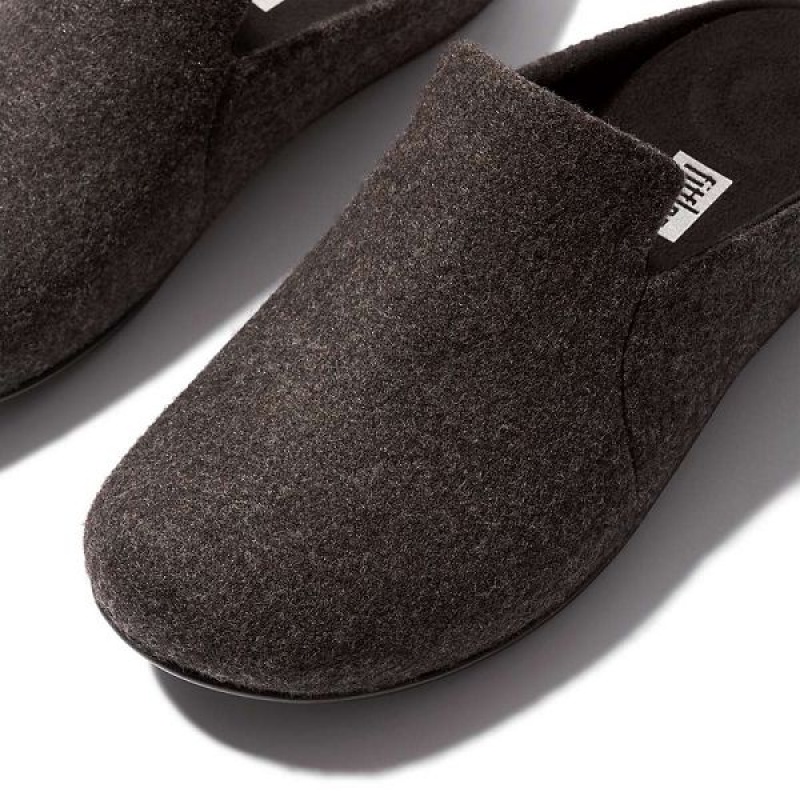 Black Women's FitFlop Chrissie Ii E01 Haus Felt Slippers | 873YCOQNX