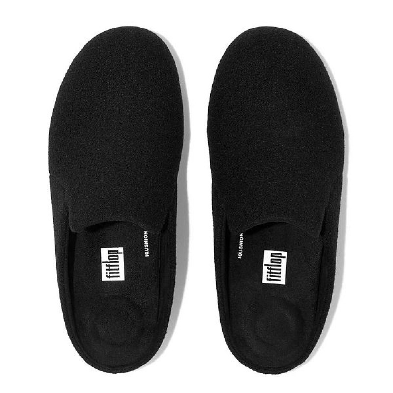 Black Women's FitFlop Chrissie Ii Haus Felt Slippers | 183DMCJBZ