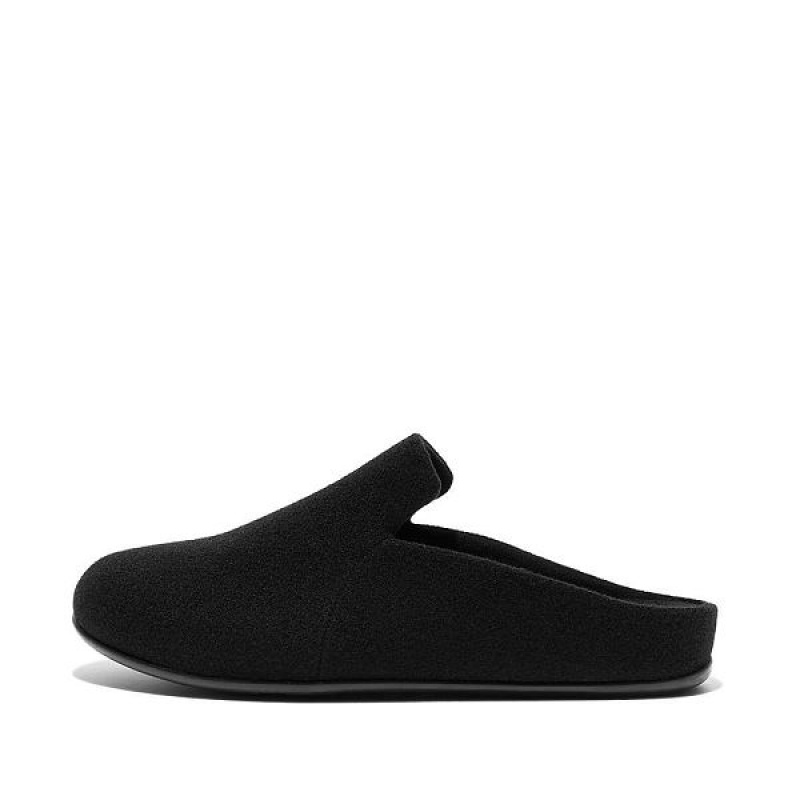 Black Women\'s FitFlop Chrissie Ii Haus Felt Slippers | 183DMCJBZ