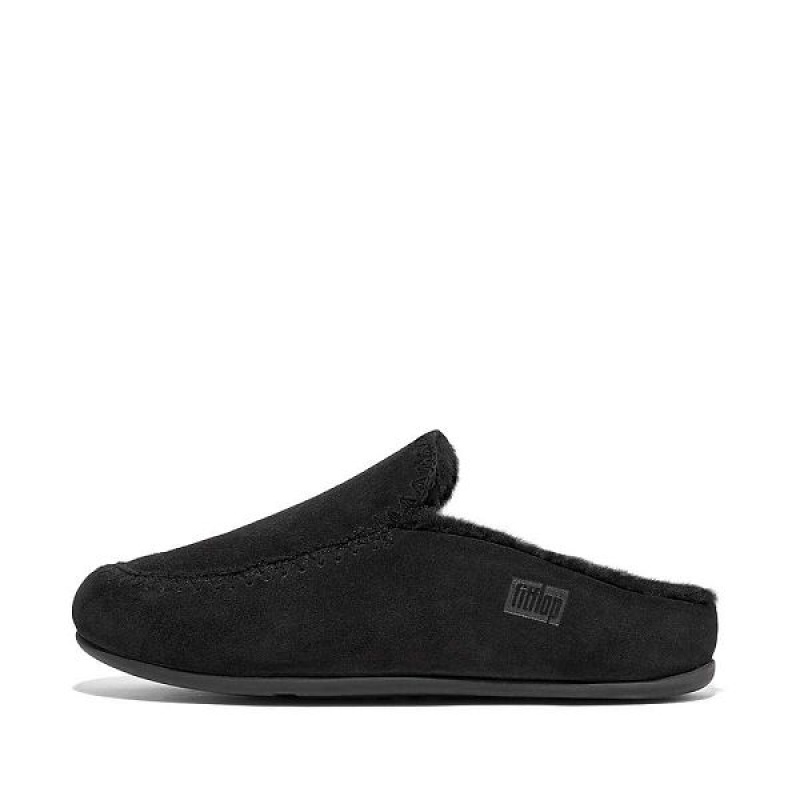 Black Women\'s FitFlop Chrissie Ii Haus Shearling Lined Suede Slippers | 936ORFXMK