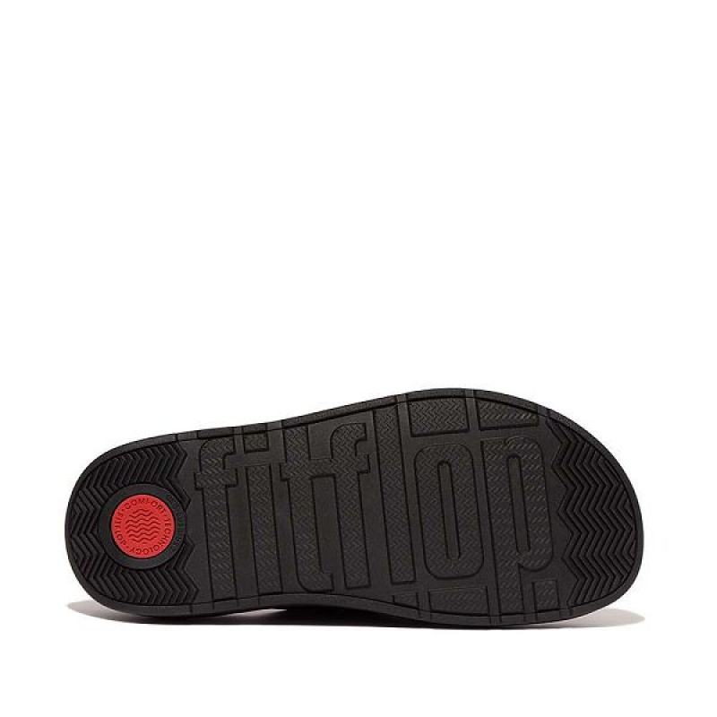 Black Women's FitFlop Gen-Ff Buckle Two Bar Leather Slides | 817TEQINU