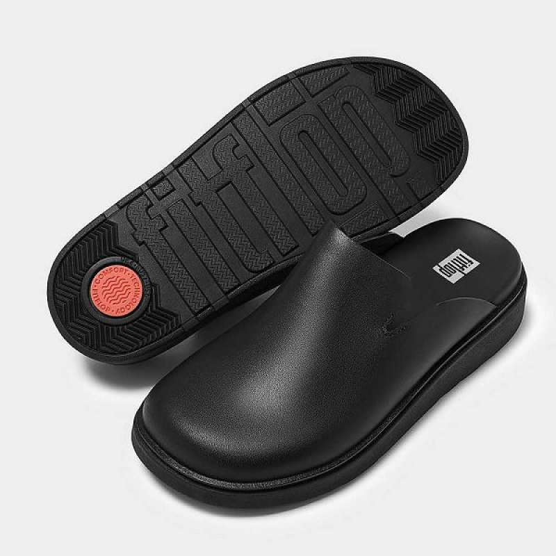 Black Women's FitFlop Gen-Ff Leather Mules | 436YWRHOQ