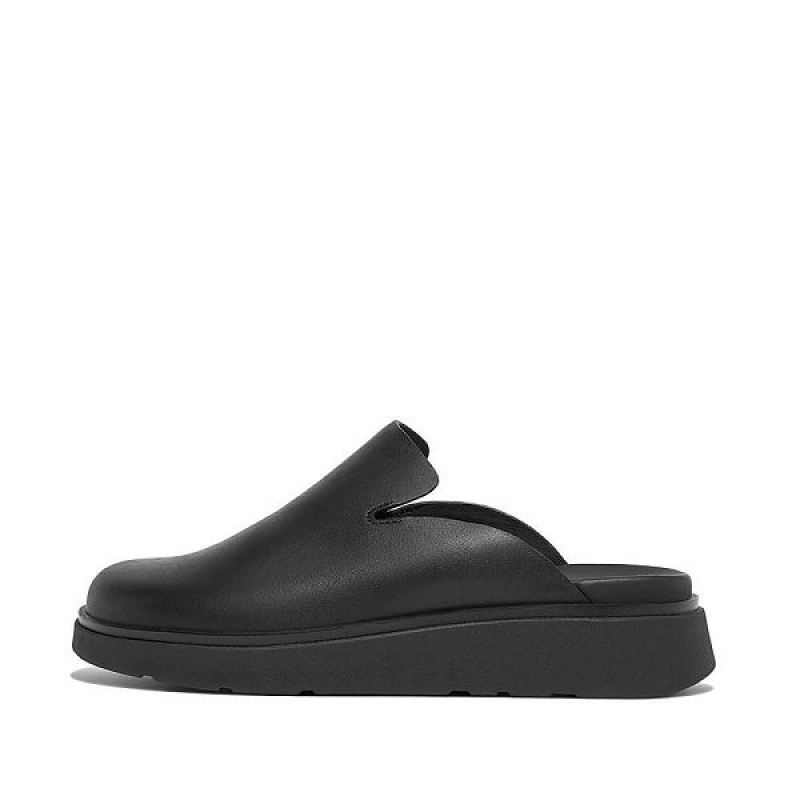 Black Women\'s FitFlop Gen-Ff Leather Mules | 436YWRHOQ