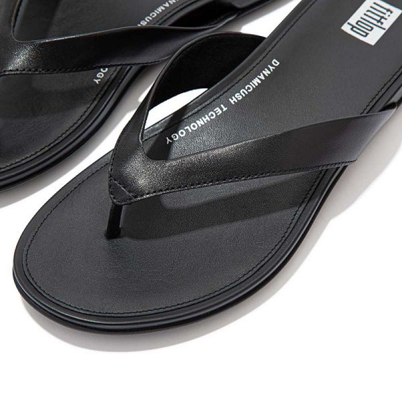 Black Women's FitFlop Gracie Leather Flip Flops | 548UOSINZ