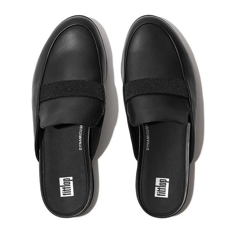 Black Women's FitFlop Gracie Opul Trim Leather Mules | 327UKAQSF