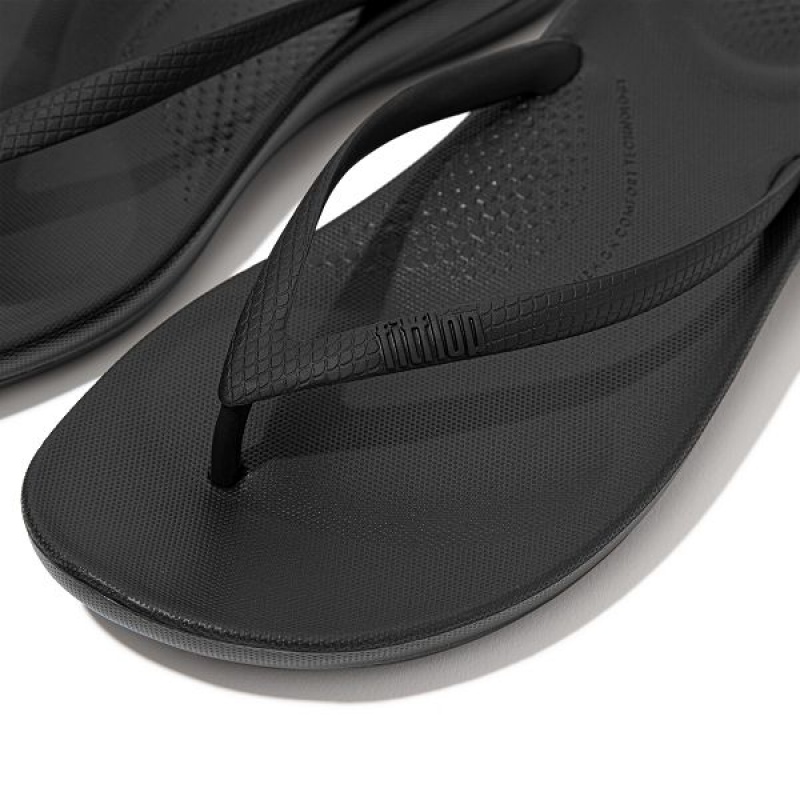 Black Women's FitFlop Iqushion Ergonomic Flip Flops | 431EVJABL