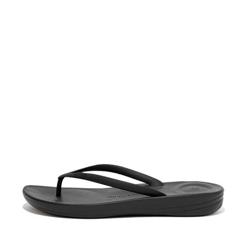 Black Women\'s FitFlop Iqushion Ergonomic Flip Flops | 431EVJABL