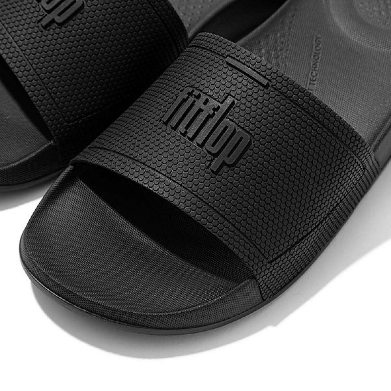 Black Women's FitFlop Iqushion Pool Slides | 106VEXYAO