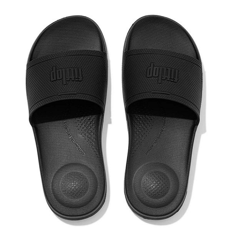 Black Women's FitFlop Iqushion Pool Slides | 106VEXYAO