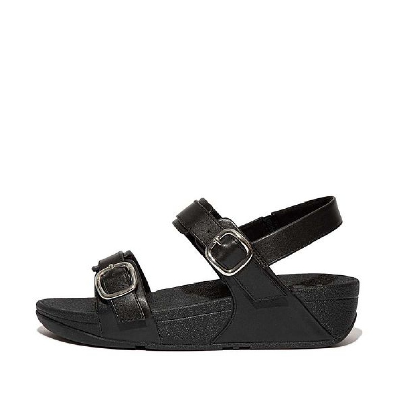 Black Women\'s FitFlop Lulu Adjustable Leather Sandals | 305NHPXMV