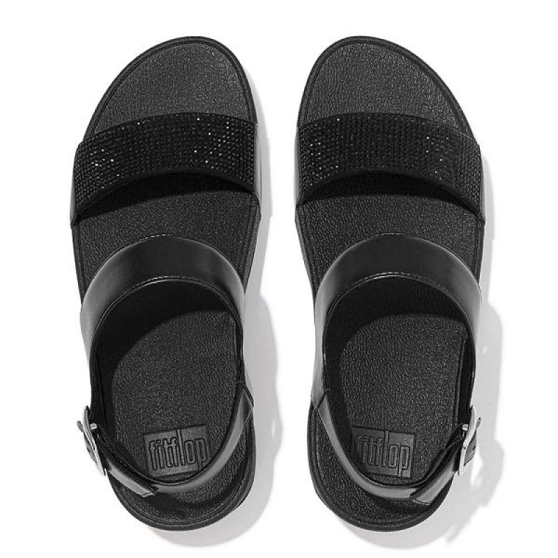 Black Women's FitFlop Lulu Crystal Back-Strap Sandals | 245LUCYAV