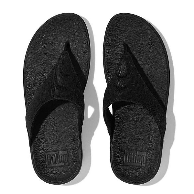 Black Women's FitFlop Lulu Shimmerlux Toe-Post Sandals | 913IAOFMU