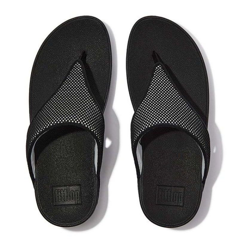 Black Women's FitFlop Lulu Water Resistant Two Tone Webbing Toe-Post Sandals | 348LQJOGR