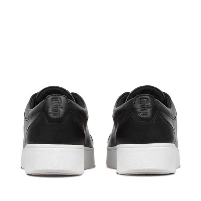 Black Women's FitFlop Rally Leather Sneakers | 875KFEJCH