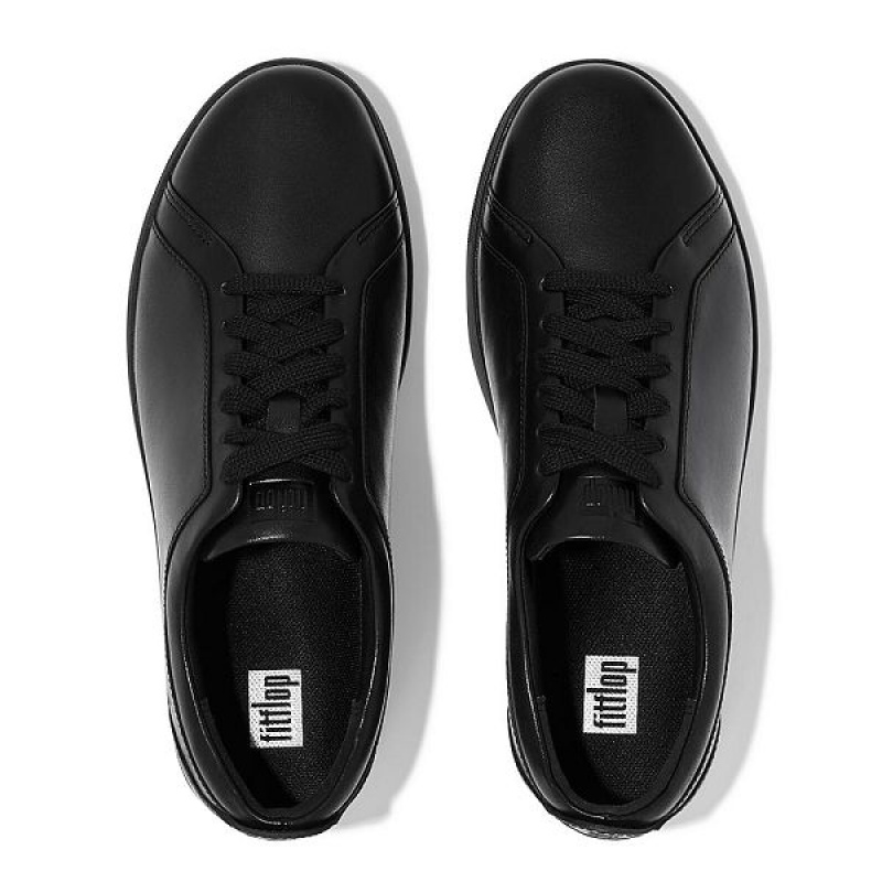 Black Women's FitFlop Rally Leather Sneakers | 706TKEZSX