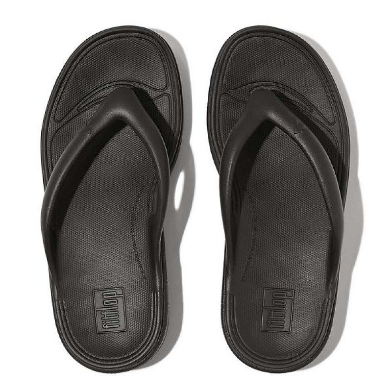 Black Women's FitFlop Relieff Recovery Toe-Post Sandals | 659HLAMNW