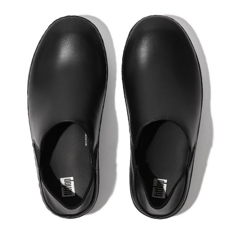 Black Women's FitFlop Superloafer Leather Loafers | 834GJFDRZ