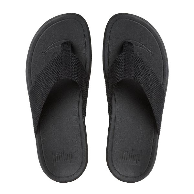 Black Women's FitFlop Surfa Toe-Post Sandals | 123HELPCM