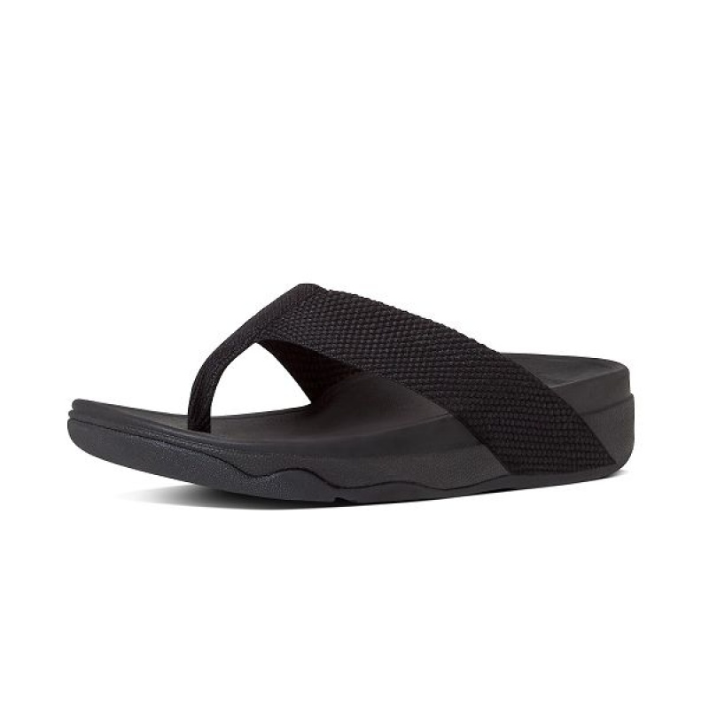 Black Women's FitFlop Surfa Toe-Post Sandals | 123HELPCM