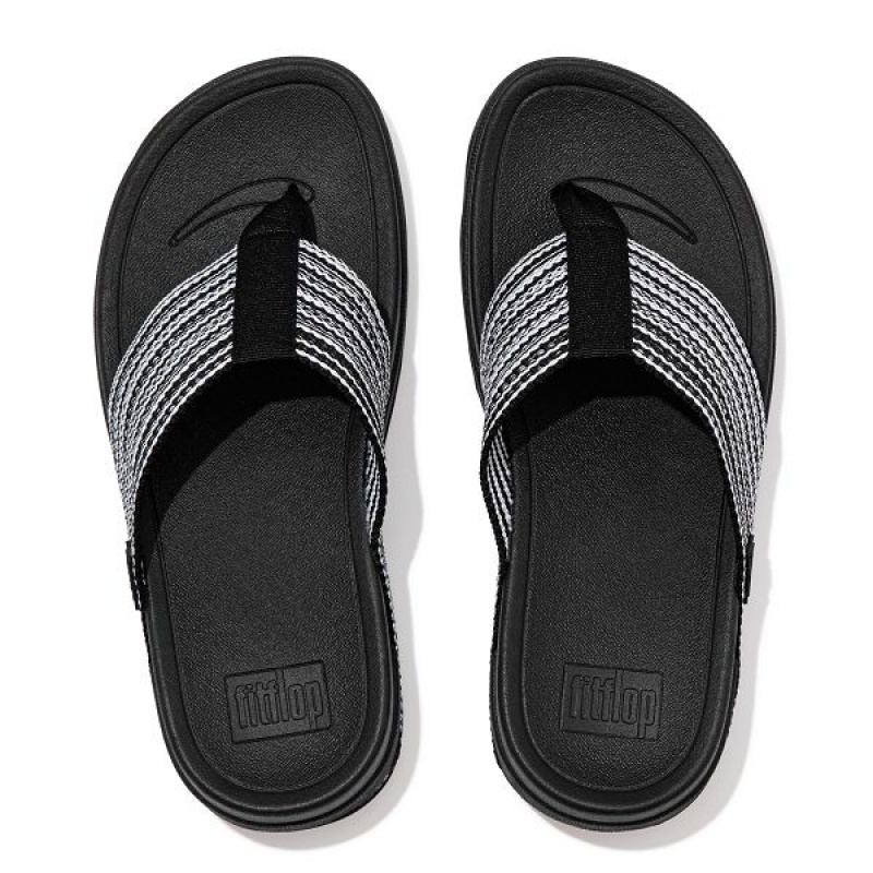 Black Women's FitFlop Surfa Toe-Post Sandals | 271TPWBVR