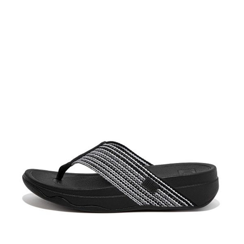 Black Women\'s FitFlop Surfa Toe-Post Sandals | 271TPWBVR