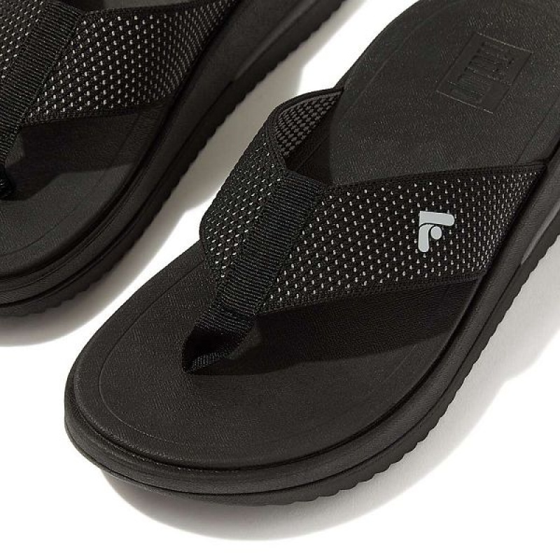 Black Women's FitFlop Surff Two Tone Sports Webbing Toe-Post Sandals | 170MQPIEU