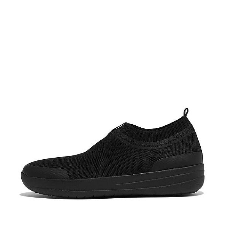 Black Women\'s FitFlop Uberknit Slip On Sneakers | 248COKEUY