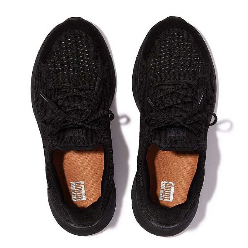 Black Women's FitFlop Vitamin Ffx Knit Sports Sneakers | 256YMPTAS