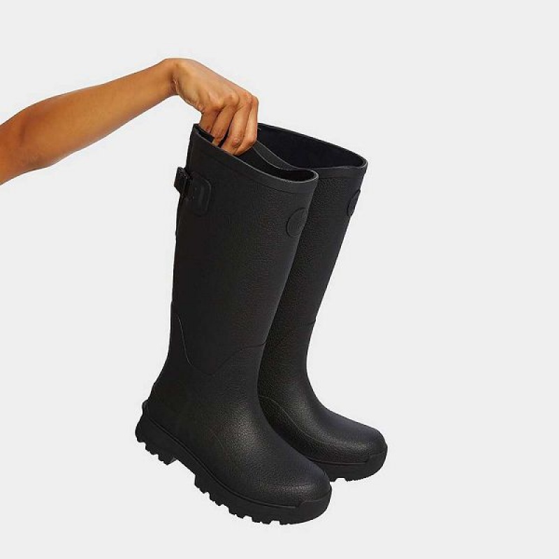 Black Women's FitFlop Wonderwelly Atb High Performance Tall Wellington Rain Boots | 396GYNAFW