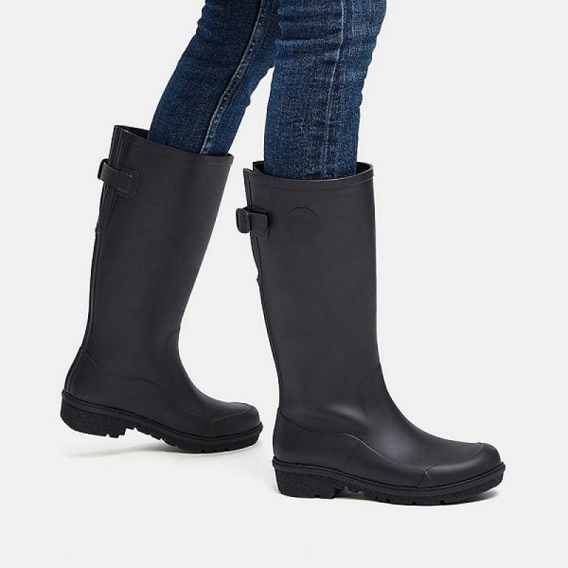 Black Women's FitFlop Wonderwelly Tall Rain Boots | 760HIRBTC