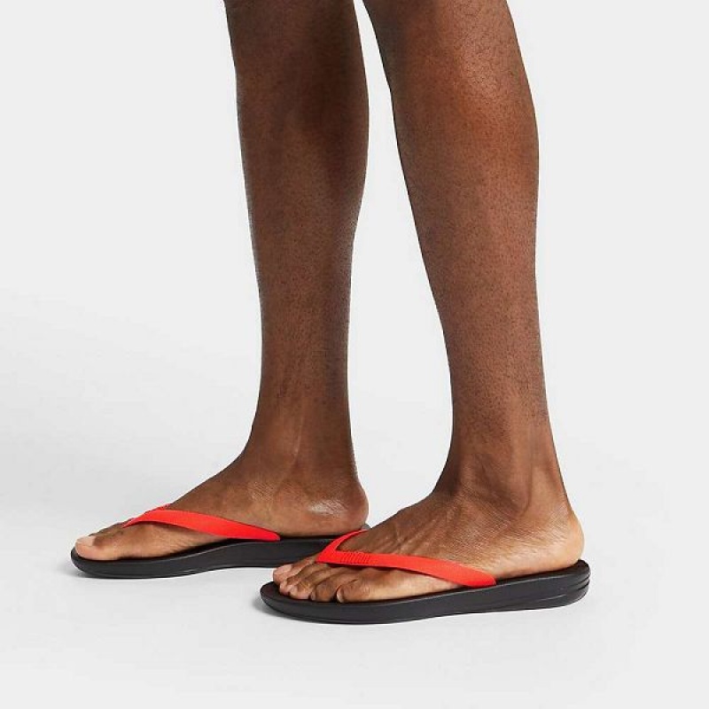 Black / Orange Men's FitFlop Iqushion Ergonomic Flip Flops | 849TGEVSX