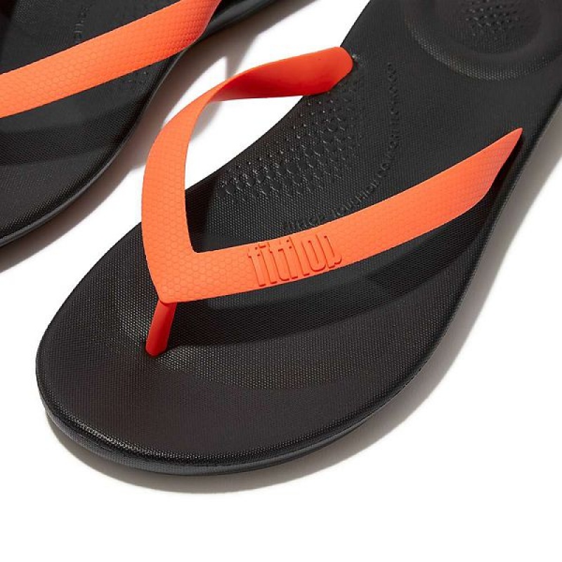 Black / Orange Men's FitFlop Iqushion Ergonomic Flip Flops | 849TGEVSX