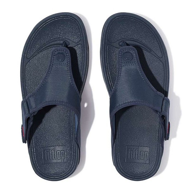 Blue Men's FitFlop Trakk Ii Adjustable Water Resistant Toe-Post Sandals | 276KVJBQD