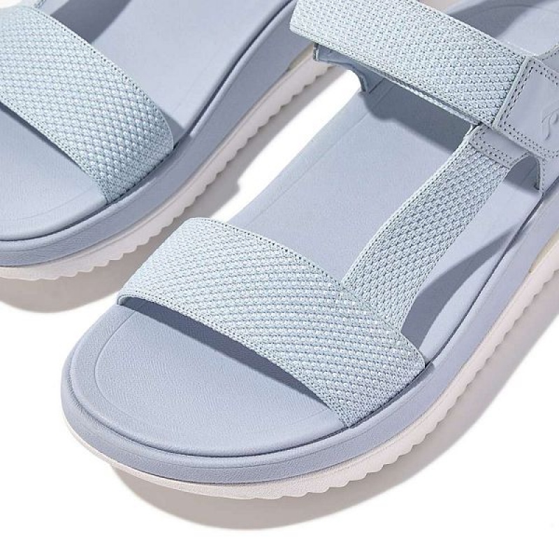 Blue Women's FitFlop Surff Two Tone Sports Webbing Leather Back-Strap Sandals | 539KSQWAP