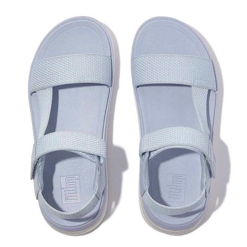 Blue Women's FitFlop Surff Two Tone Sports Webbing Leather Back-Strap Sandals | 539KSQWAP