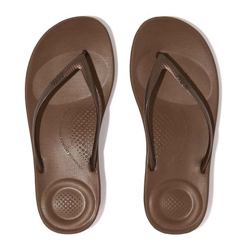 Brown Women's FitFlop Iqushion Ergonomic Flip Flops | 072WNYBPQ