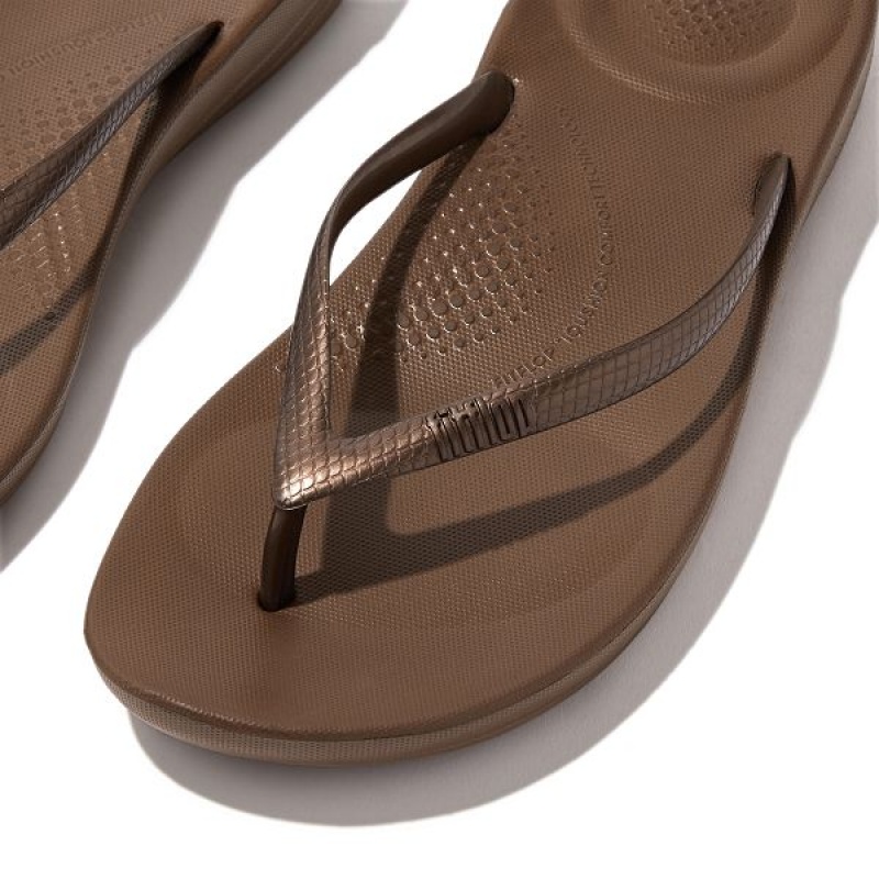 Brown Women's FitFlop Iqushion Ergonomic Flip Flops | 072WNYBPQ