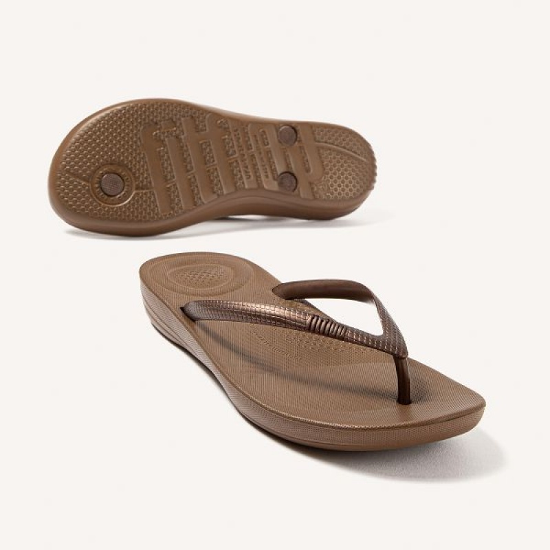 Brown Women's FitFlop Iqushion Ergonomic Flip Flops | 072WNYBPQ