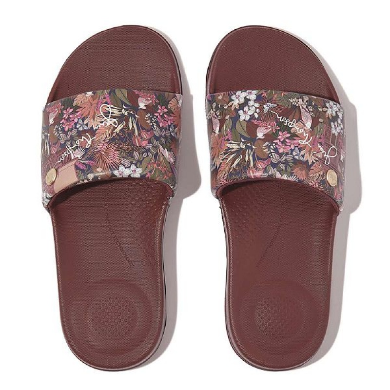 Brown Women's FitFlop Iqushion X Jim Thompson Limited Edition Slides | 051NGXRHZ