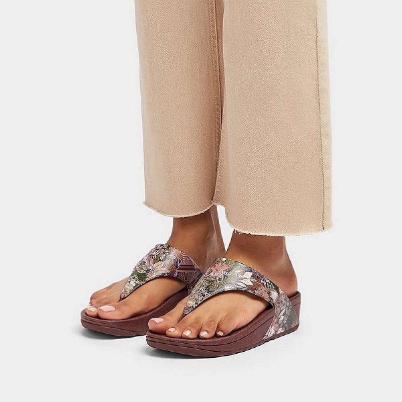 Brown Women's FitFlop Lulu X Jim Thompson Limited Edition Leather Toe-Post Sandals | 810FZBPCQ