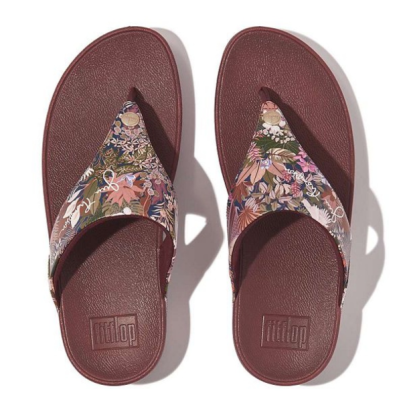 Brown Women's FitFlop Lulu X Jim Thompson Limited Edition Leather Toe-Post Sandals | 810FZBPCQ